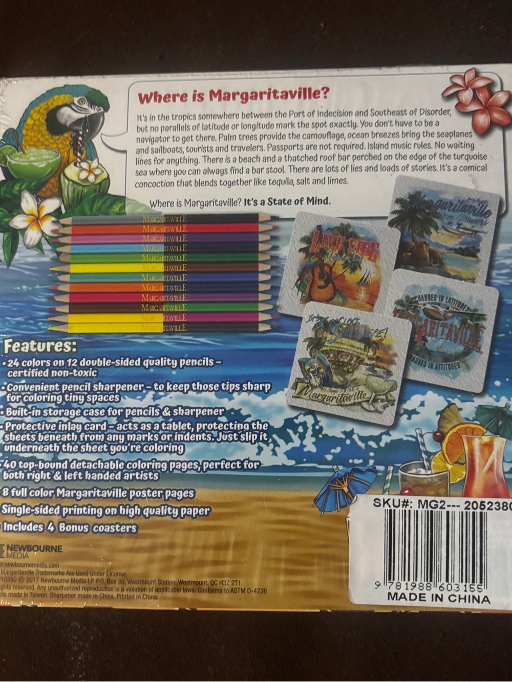 Margaritaville 5 O’Clock Somewhere Adult‎ Coloring Book w/ 4 Coasters New sealed - Picture 5 of 5